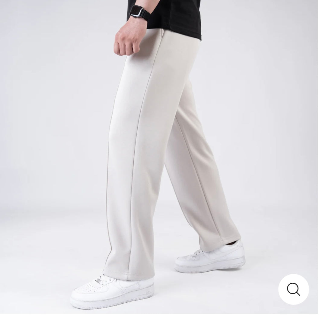 Scuba Off-White 4-Way Stretch Front Stitch Trousers