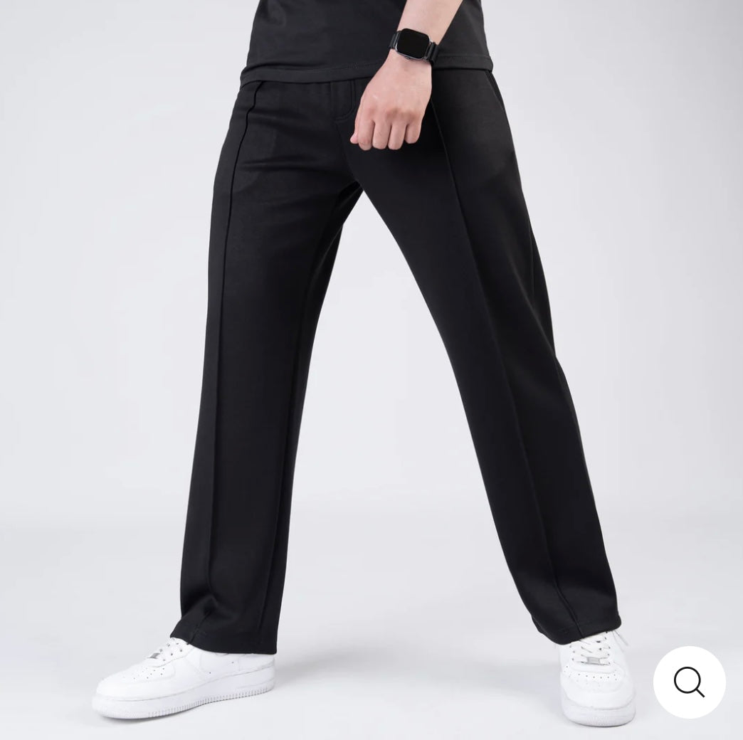 Scuba Black 4-Way Stretch Front Stitch Trousers