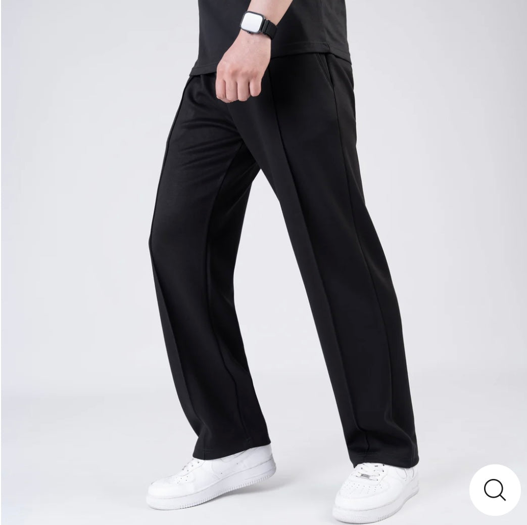Scuba Black 4-Way Stretch Front Stitch Trousers
