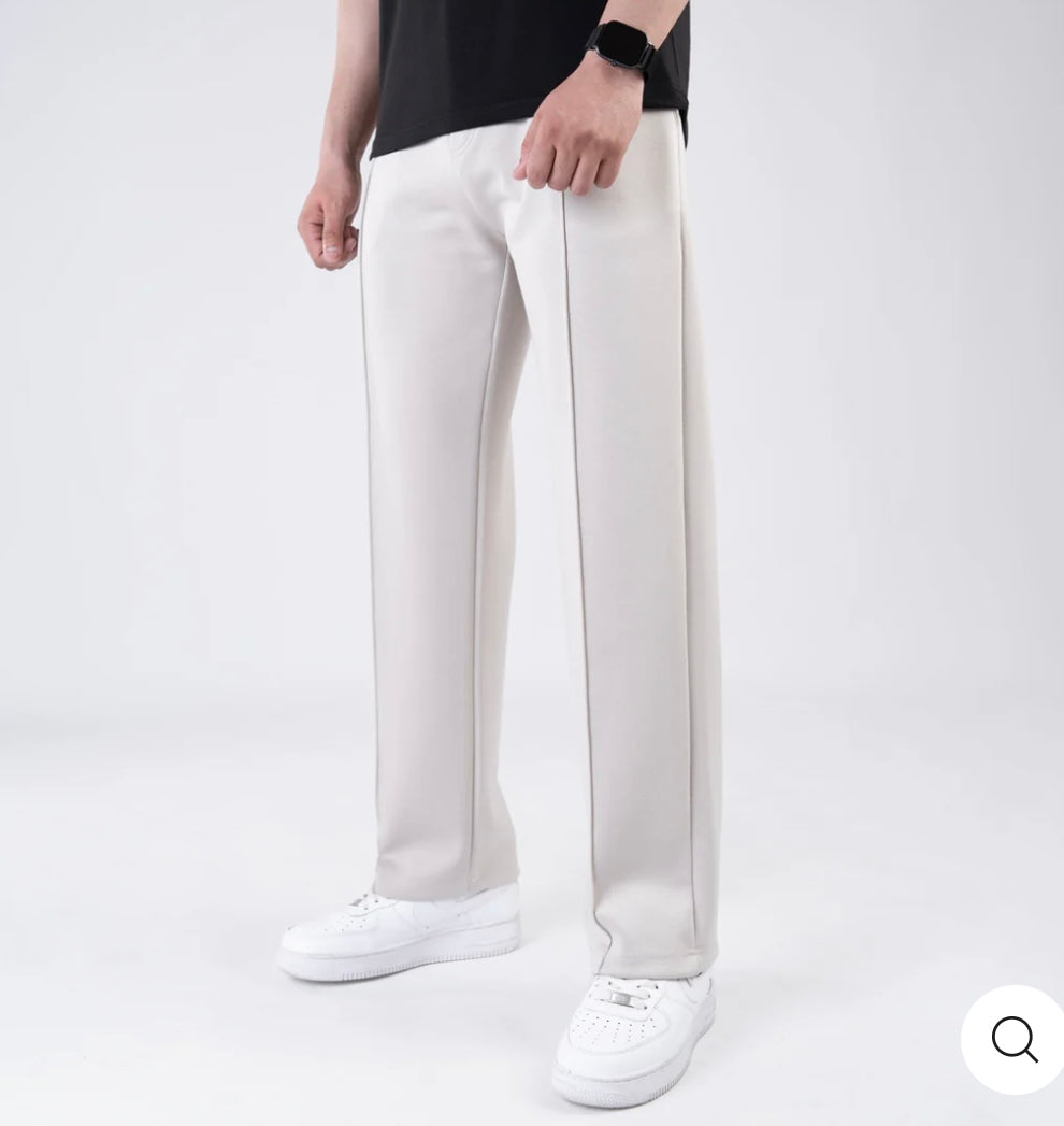 Scuba Off-White 4-Way Stretch Front Stitch Trousers