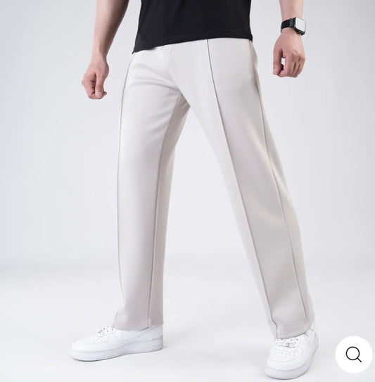 Scuba Off-White 4-Way Stretch Front Stitch Trousers