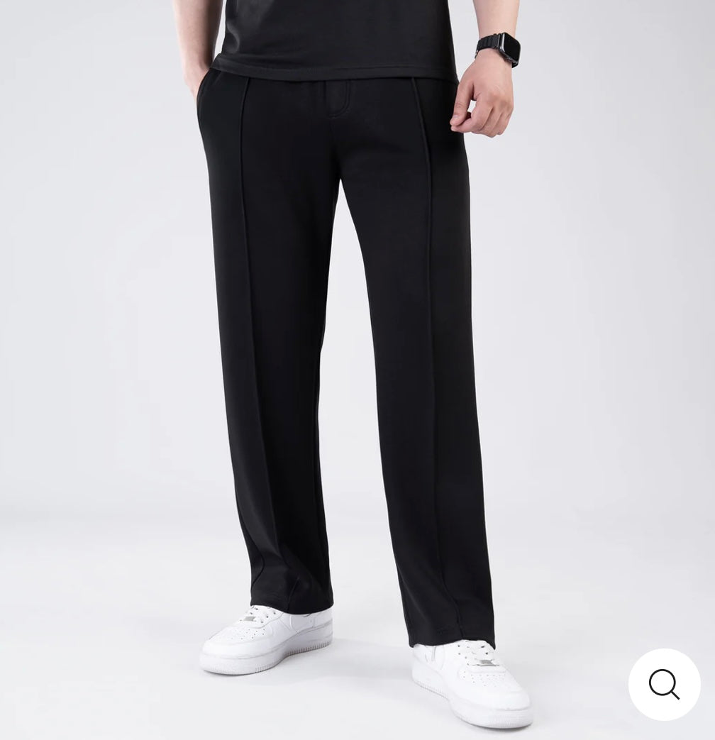 Scuba Black 4-Way Stretch Front Stitch Trousers