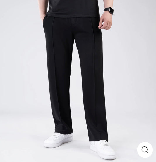 Scuba Black 4-Way Stretch Front Stitch Trousers