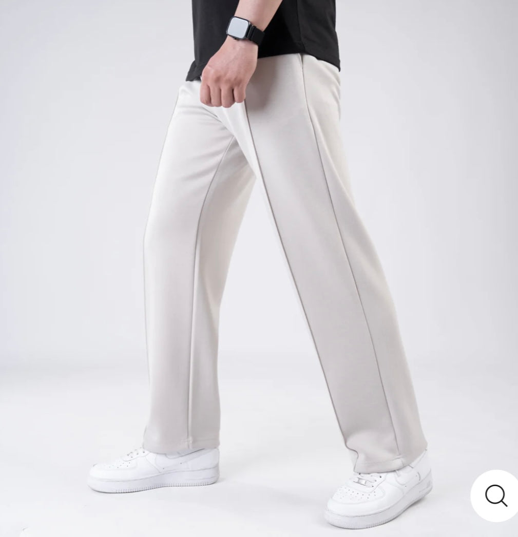 Scuba Off-White 4-Way Stretch Front Stitch Trousers