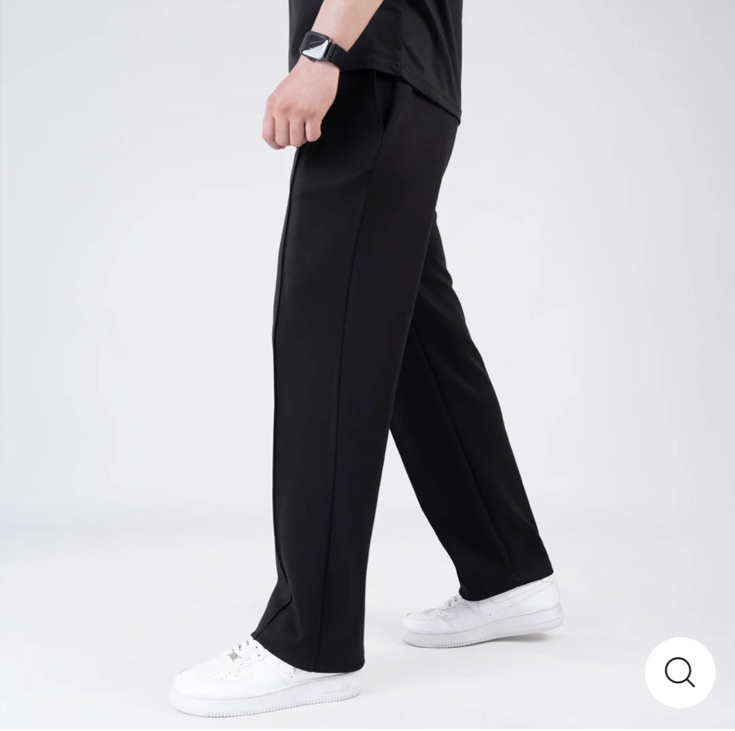Scuba Black 4-Way Stretch Front Stitch Trousers